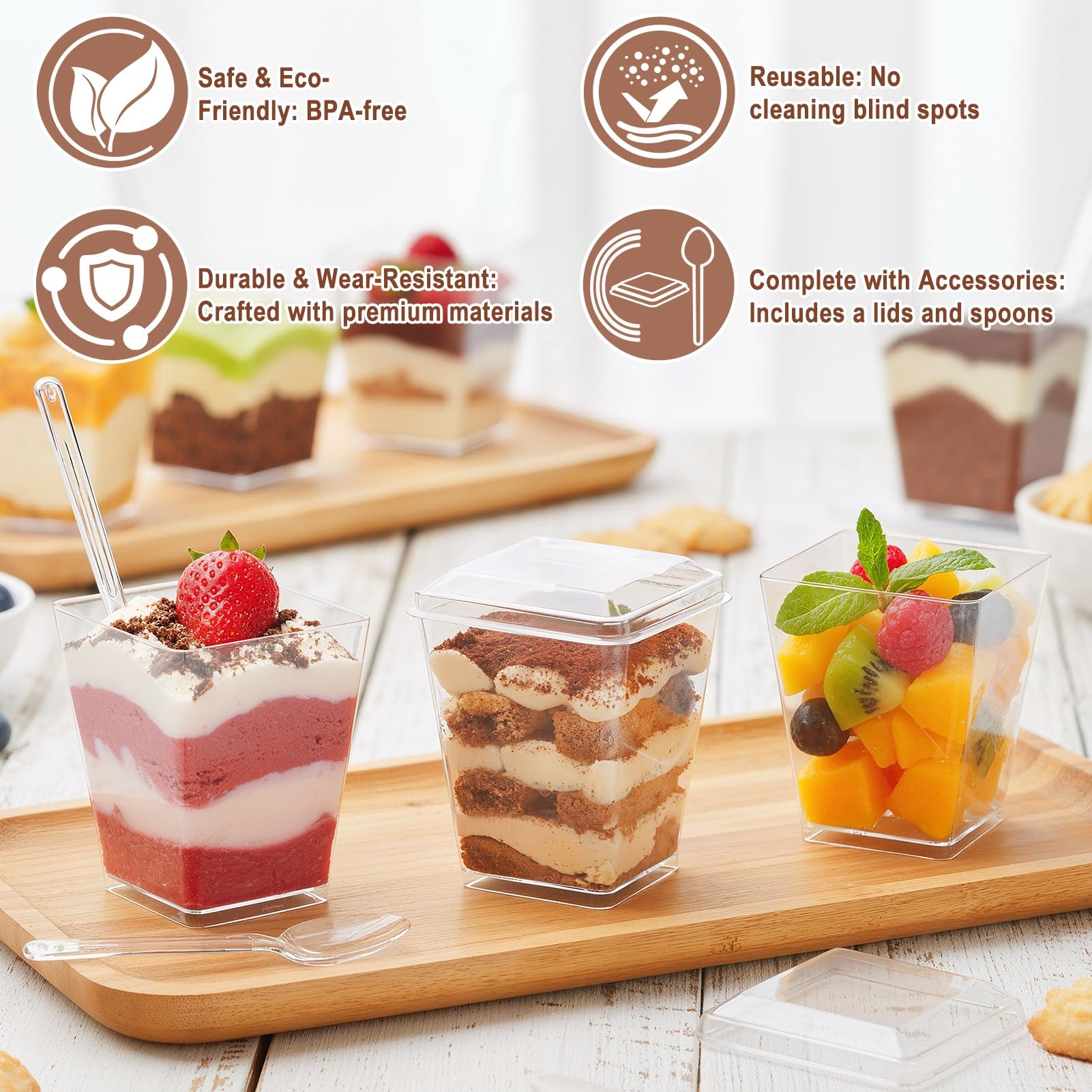 50Pcs 5 Oz Square Clear Plasti - Meal Prep Template ulasan dan harga