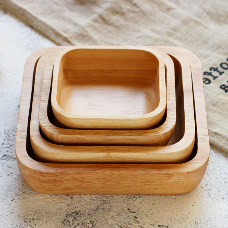 1Pc Square Wood Bowl 4 Size Fr - Meal Prep Bowl ulasan dan harga