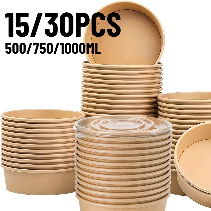 15/30PCS Kraft Paper Bowls Dis - Meal Prep Bowl ulasan dan harga