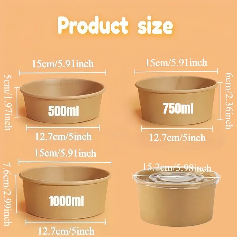 15/30PCS Kraft Paper Bowls Dis - Meal Prep Bowl ulasan dan harga