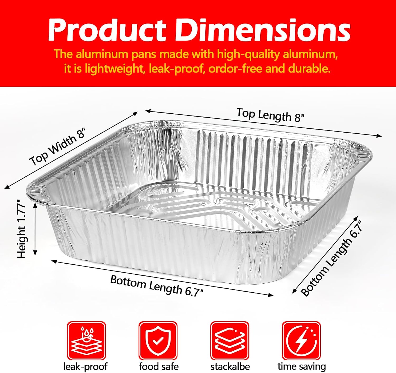 8x8 Aluminum Foil Pans with Al - Meal Prep Or Prep Meal ulasan dan harga