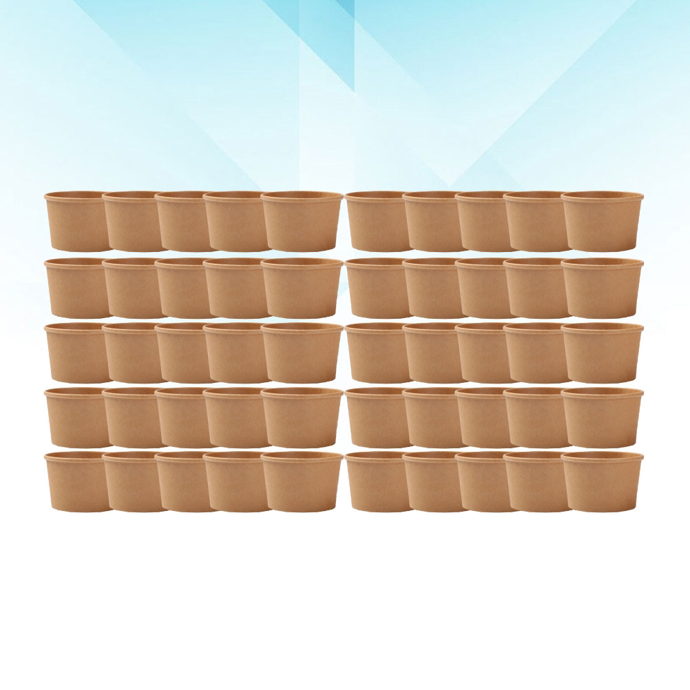 50Pcs Kraft Paper Food Contain - Meal Prep Bowl ulasan dan harga