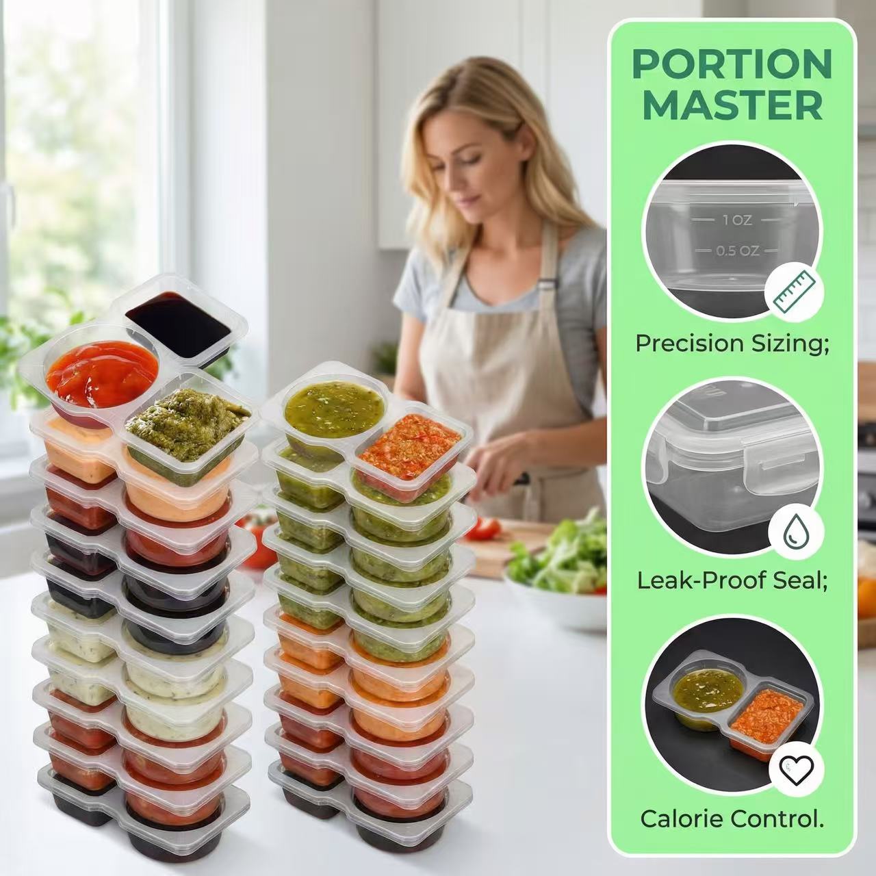 Dual Compartment Sauce Contain - Sauce Dipping Cup ulasan dan harga