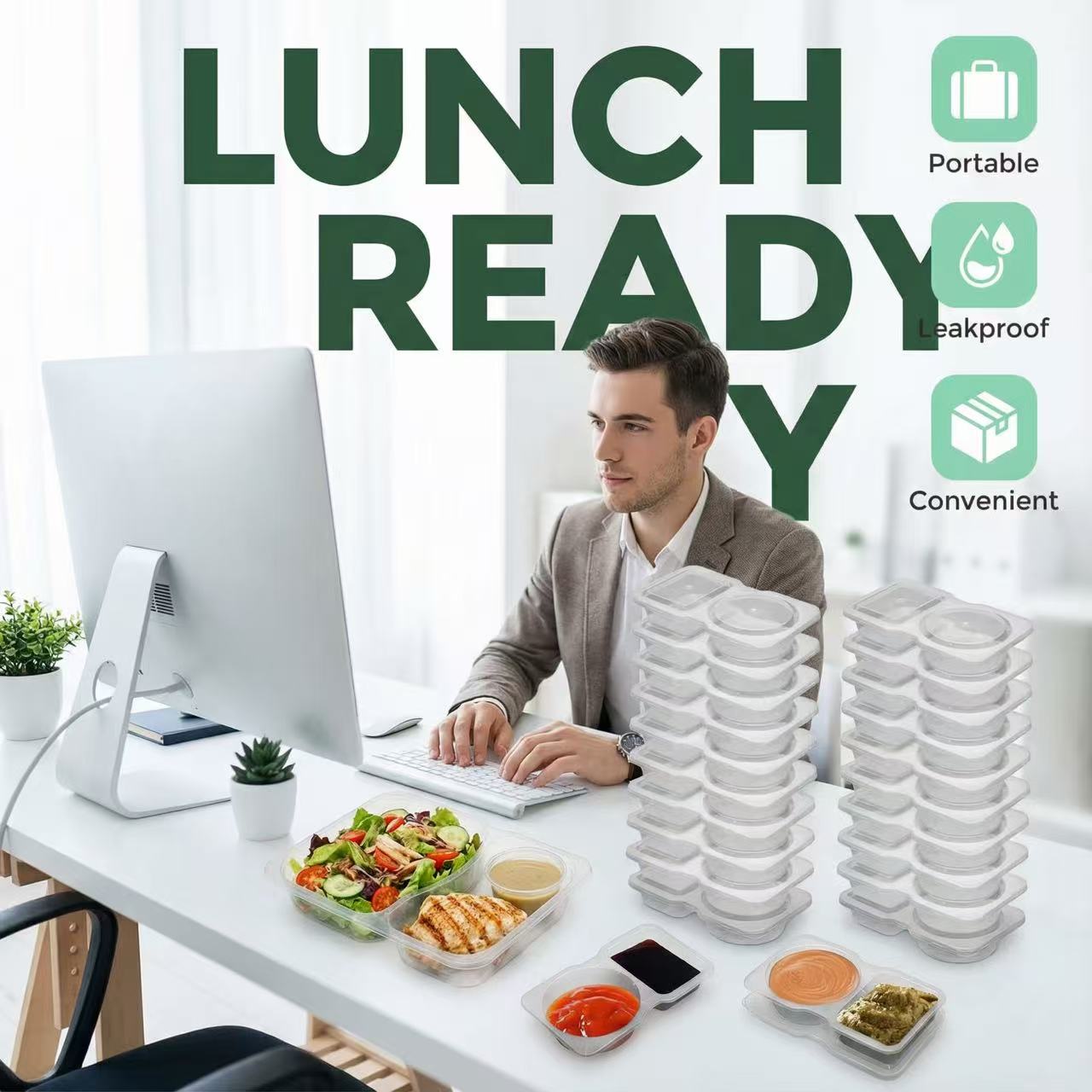 Dual Compartment Sauce Contain - Sauce Dipping Cup ulasan dan harga