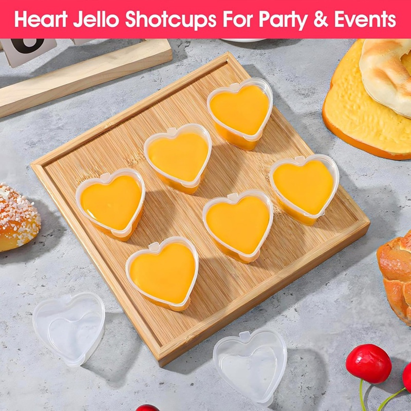 100 Sets 1.5 Oz Clear Heart Sh - Sauce Dipping Cup ulasan dan harga