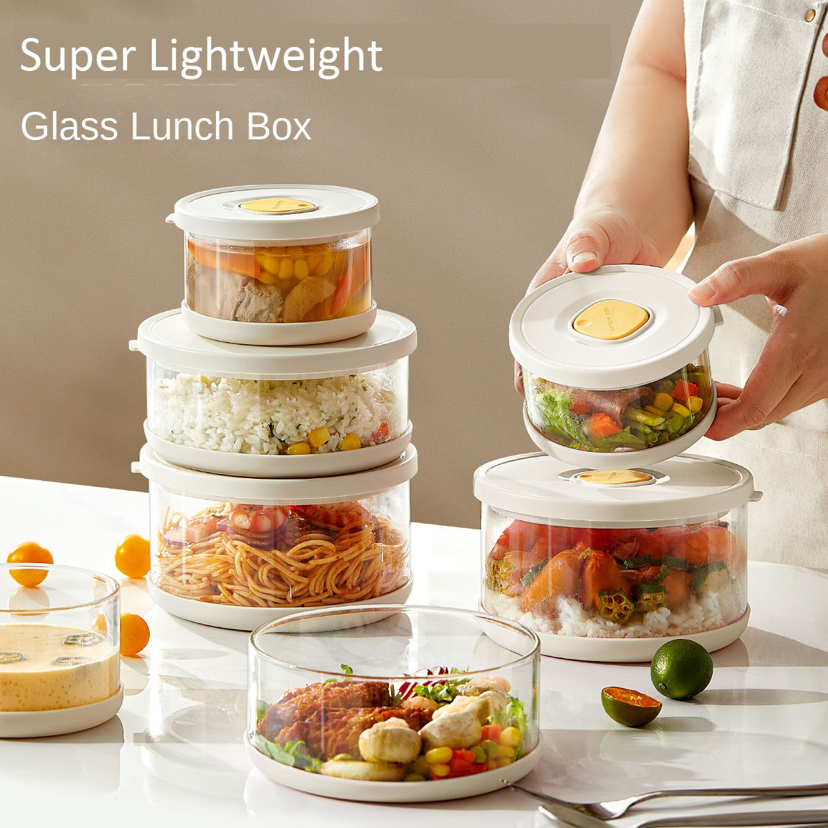 Glass Bowl with Airtight Cover - Meal Prep With Rice ulasan dan harga