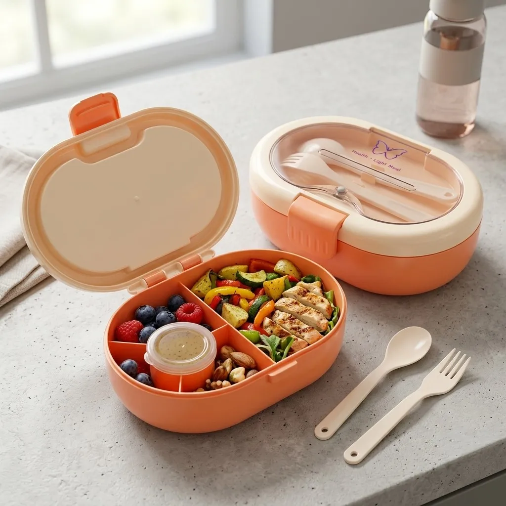 Plastic Bento Lunch Box with C - Meal Prep Or Prep Meal ulasan dan harga
