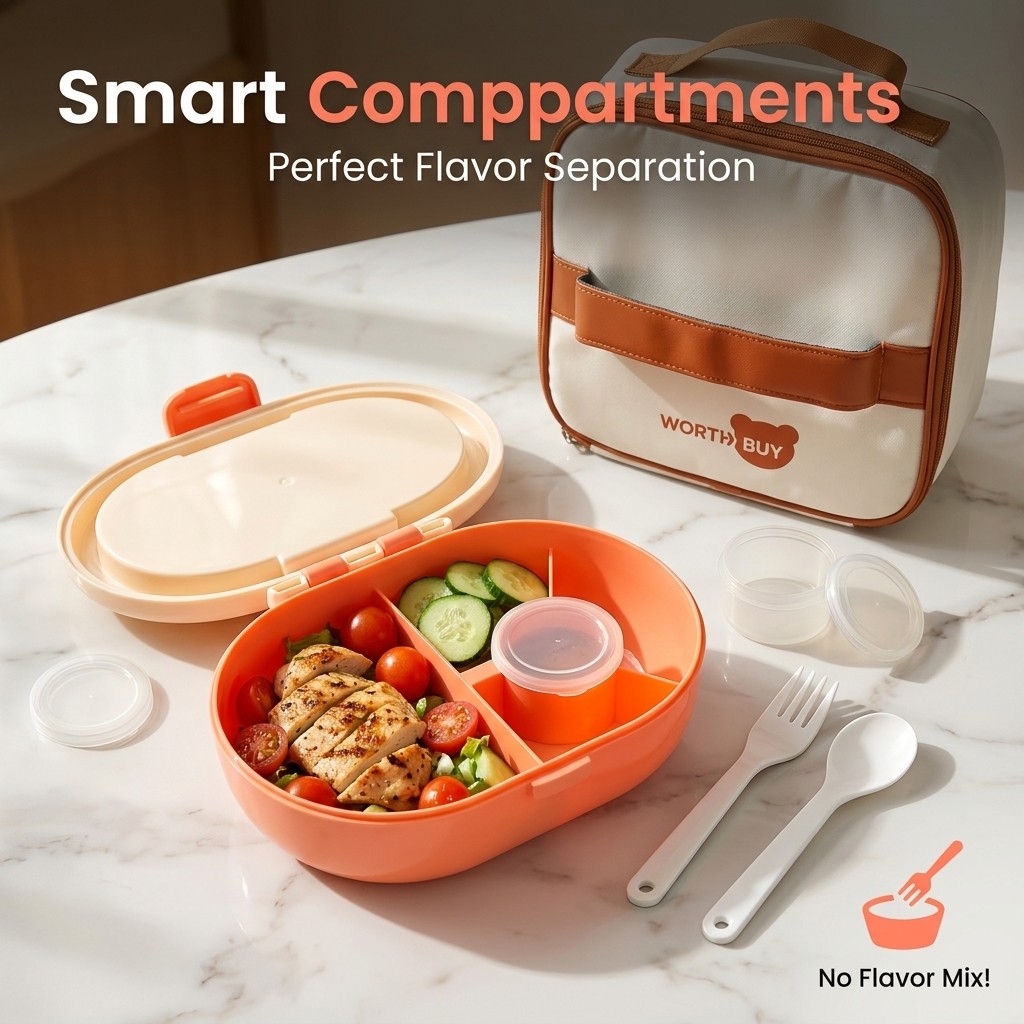 Plastic Bento Lunch Box with C - Meal Prep Or Prep Meal ulasan dan harga